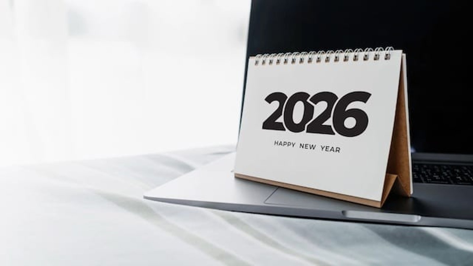 a 2026 calendar saying 'Happy New Year'